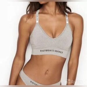 Victoria’s Secret heathered gray y strap seamless sports bra XS